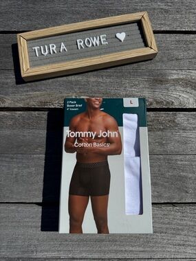 Tommy John Cotton Basics Boxer Briefs 2 Pack 4" Inseam White Size L NWT